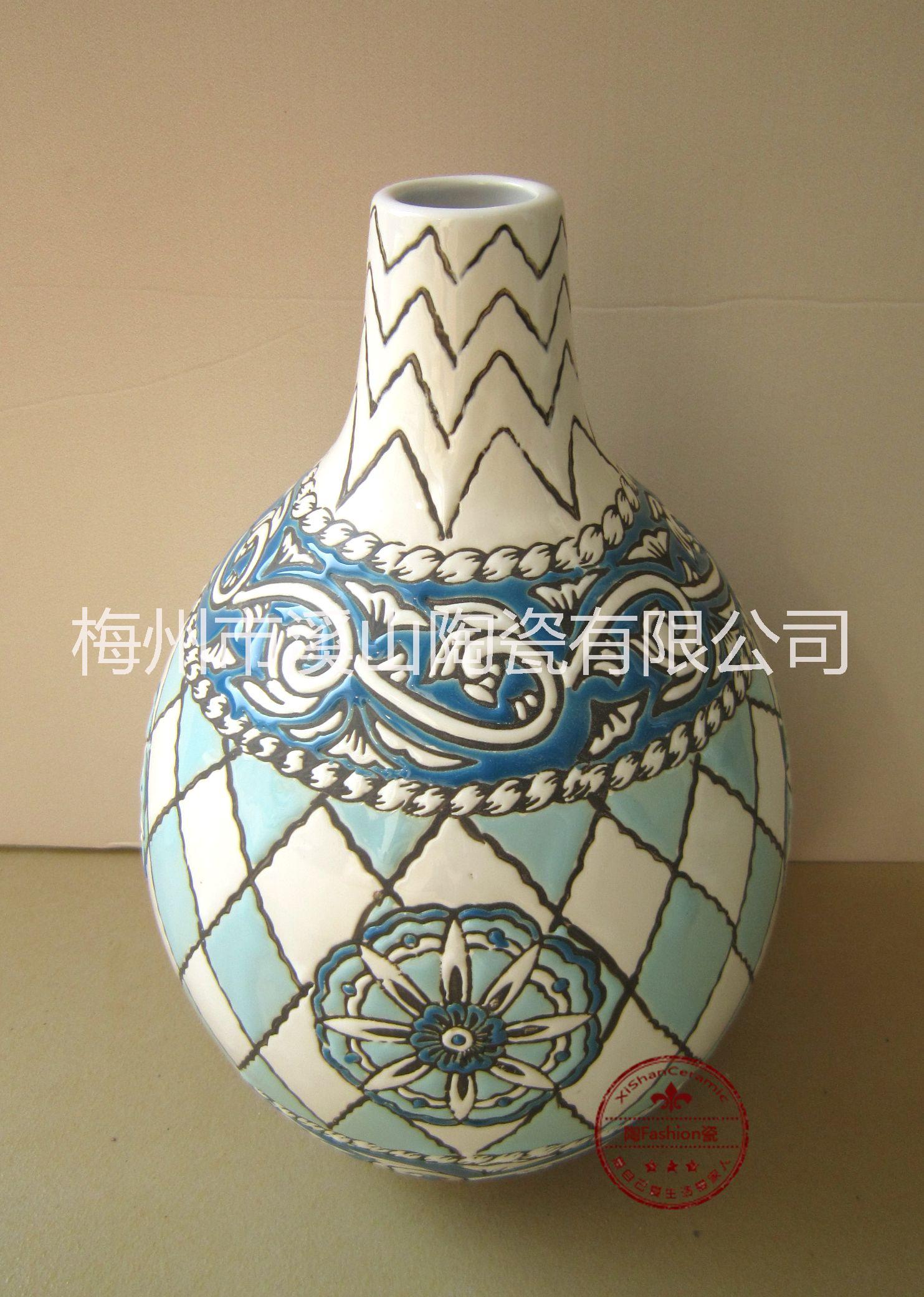 溪山陶瓷 廠家供應(yīng) 斗轉(zhuǎn)星移細(xì)口花瓶 陶瓷工藝品 家居擺件批發(fā)