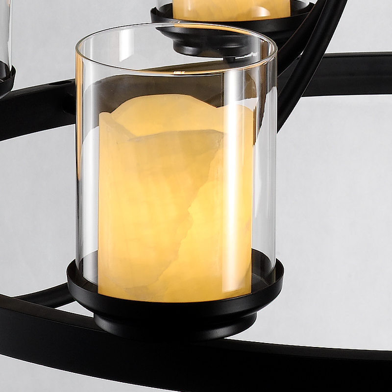 莉浩 北歐簡約云石客廳燈 美式臥室溫馨鐵藝吊燈LH-1565-8+LED光源