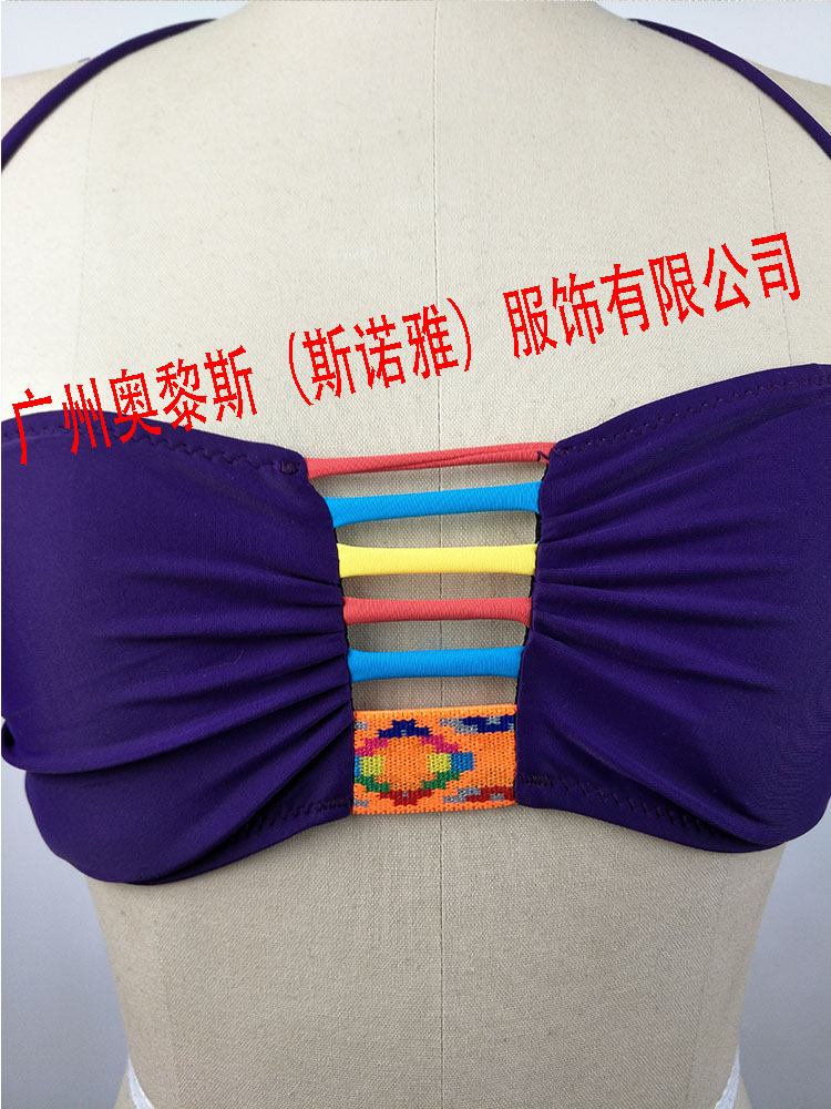 歐美性感純色掛脖系帶比基尼  泳衣批發(fā)