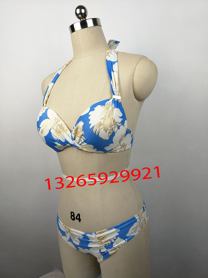 歐美性感小胸聚攏掛脖系帶泳衣  性感泳裝批發(fā)