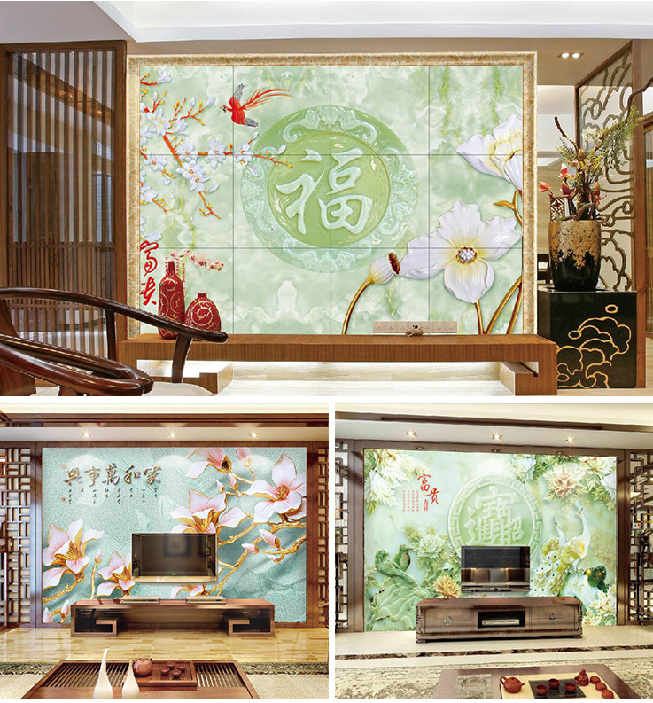 竹木纖維集成墻面板 仿大理石uv板材 3D電視背景墻裝飾面板