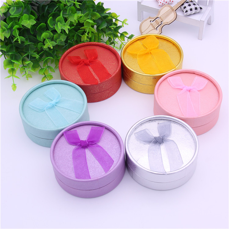 爆款現(xiàn)貨蝴蝶結(jié)圓形首飾盒銀飾品包裝盒 手鐲禮品盒大圓盒批發(fā)