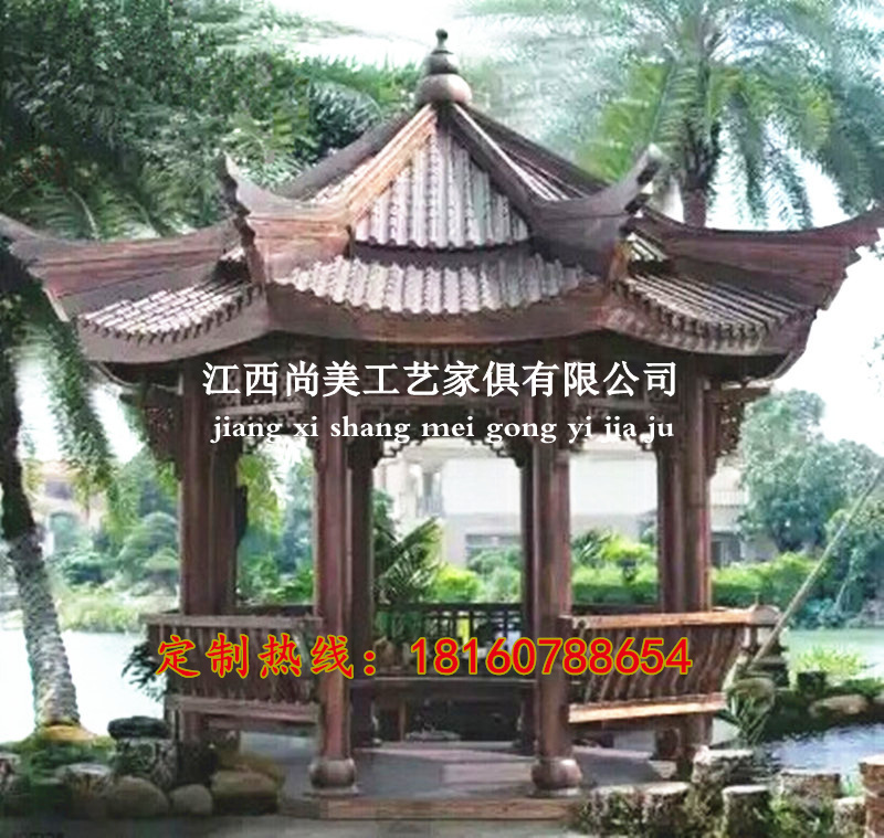 重檐六角涼亭實(shí)木防腐木重檐八角亭景觀木屋長(zhǎng)廊葡萄架門(mén)樓牌坊四角涼亭中式?jīng)鐾に?chē)