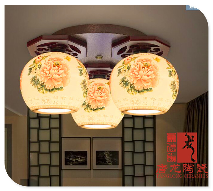 景德鎮(zhèn)陶瓷禮品陶瓷吸頂燈陶瓷臺(tái)燈吊燈裝飾燈飾led燈