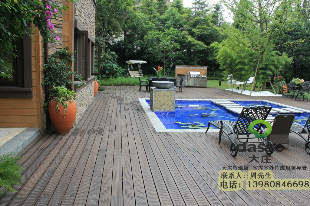 四川大莊戶外竹木地板，高耐戶外重竹地板,走廊竹木地板，竹木亭子，竹木地板廠家