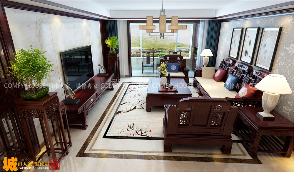 翡翠外灘中式風(fēng)格裝修效果圖