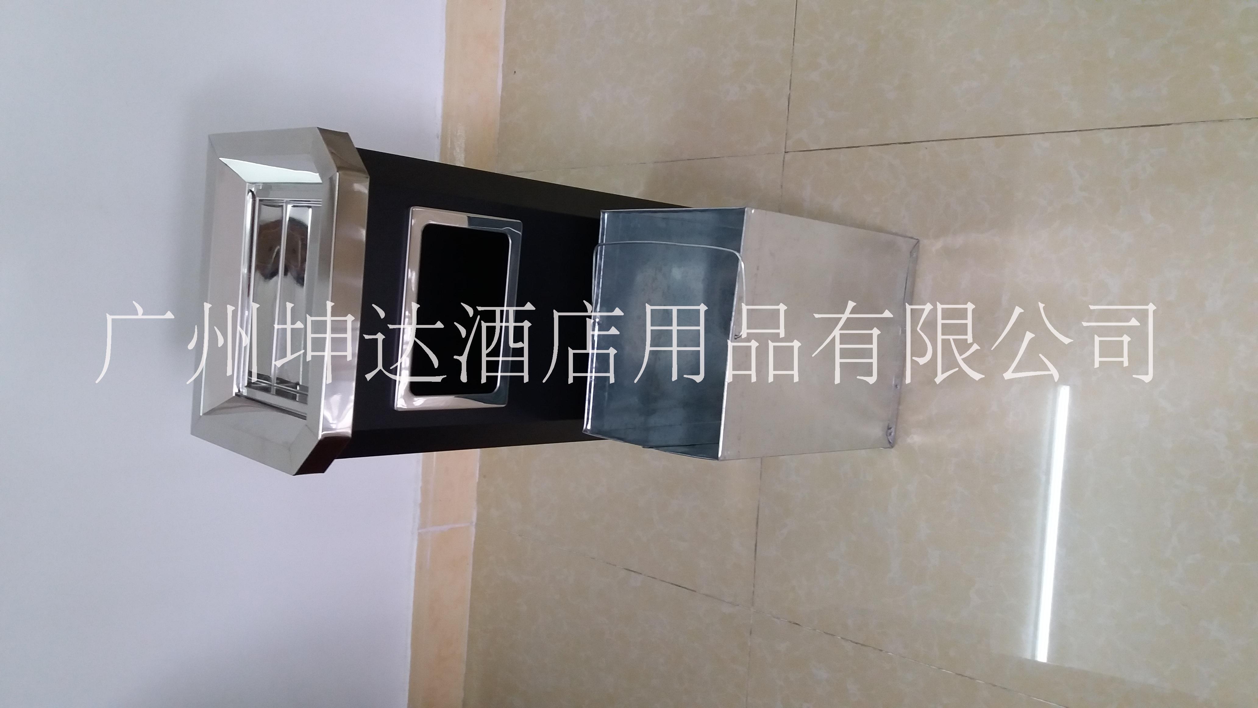 *黑色烤漆靠墻式煙灰桶 賓館物業(yè)果皮桶 方形座地垃圾桶