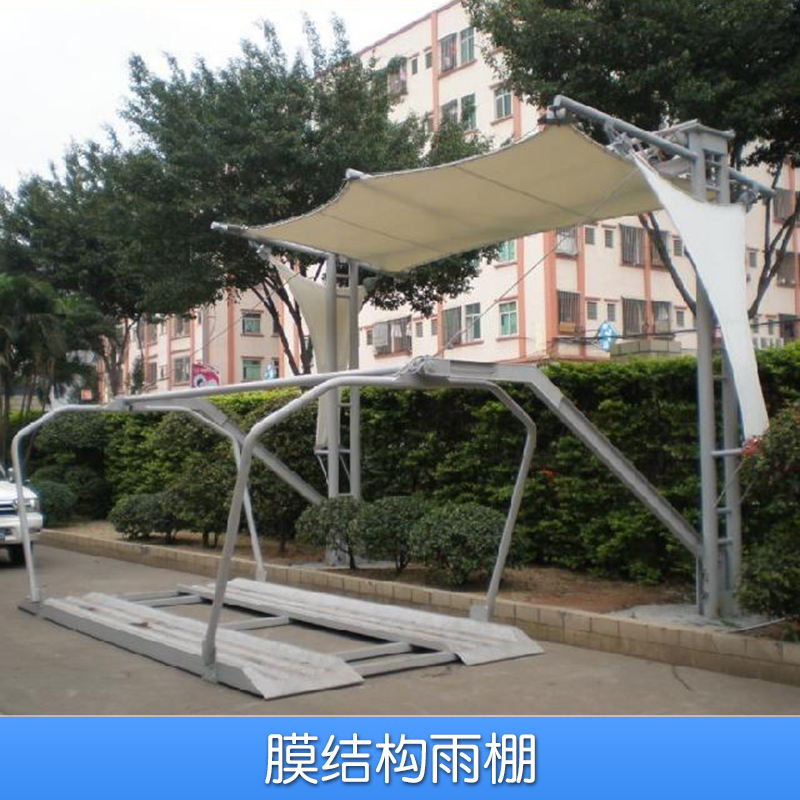 上海冉譽膜結(jié)構(gòu)工程膜結(jié)構(gòu)雨棚戶外遮陽防雨抗老化汽車張拉雨棚