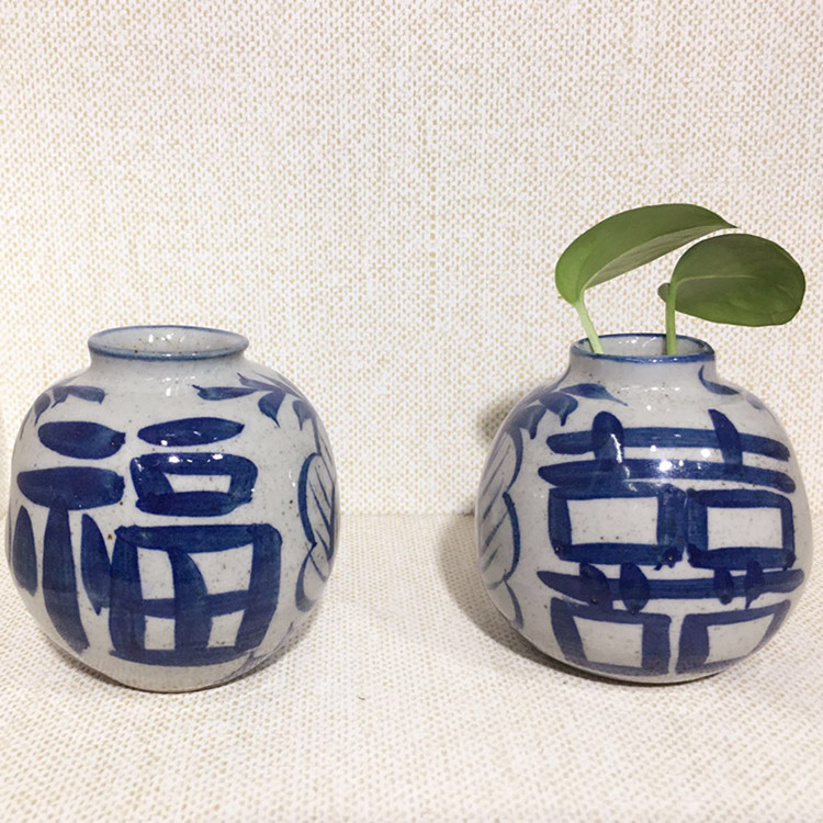 景德鎮(zhèn)陶瓷 家居裝飾手繪青花瓶客廳臺(tái)面擺件水培復(fù)古花插花器  景德鎮(zhèn)陶瓷手繪青花瓶擺件