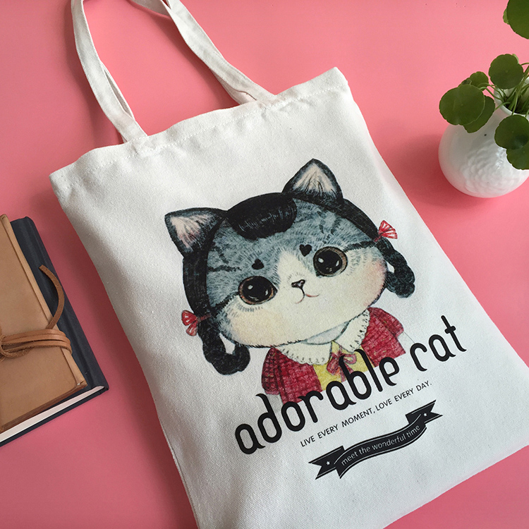 時尚簡約帆布手提袋 印花棉布袋