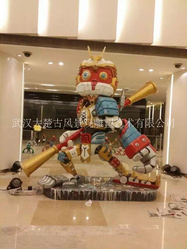商業(yè)街雕塑，彩繪玻璃鋼雕塑，商業(yè)街場(chǎng)景雕塑