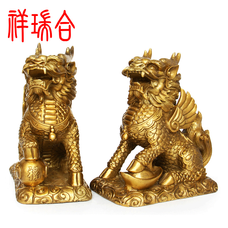 開光純銅招財財富麒麟擺件鎮(zhèn)宅化煞