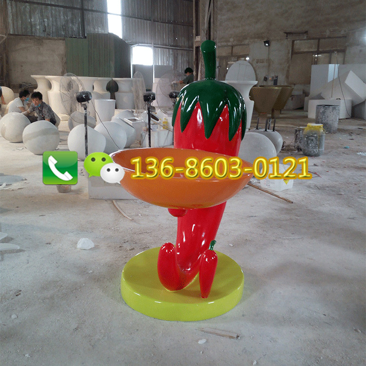 樹脂纖維卡通尖椒活動展覽道具雕塑擺件玻璃鋼卡通植物造型雕塑