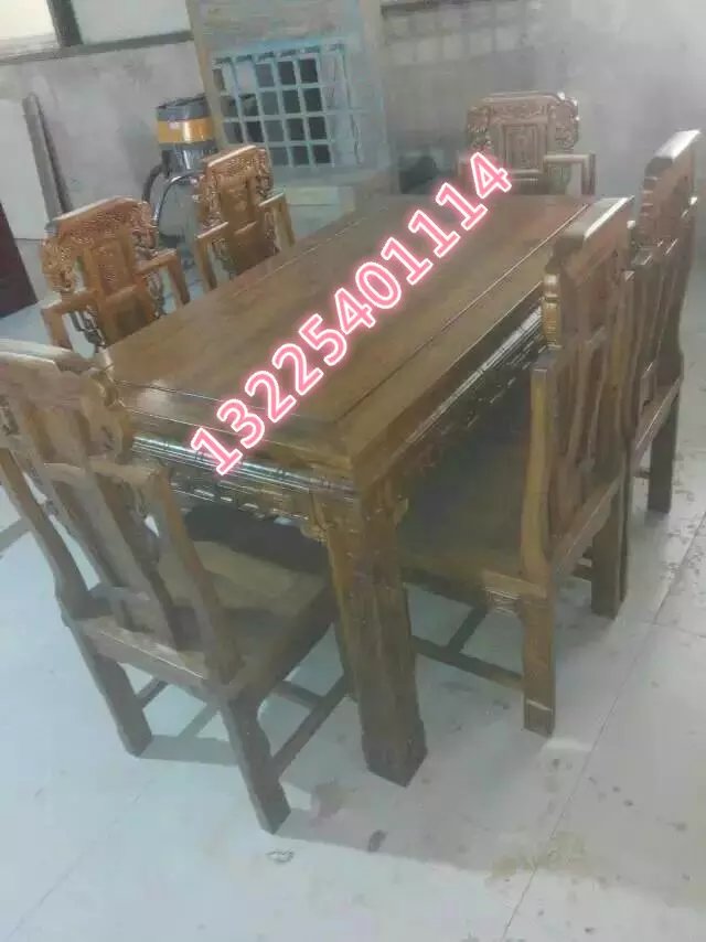 菏澤老榆木家具樣式圖片 榆木餐桌