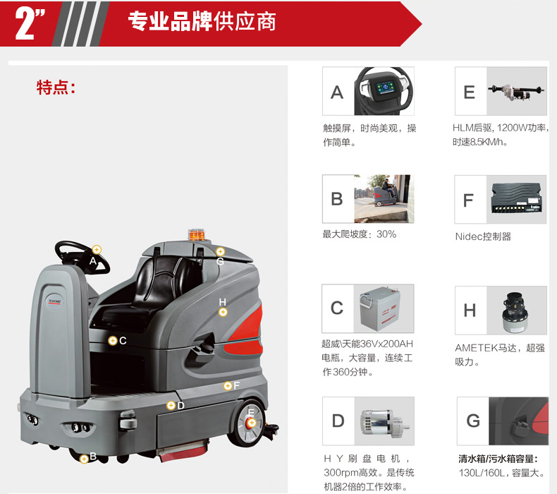 高美大型駕駛式洗地車 高美大型駕駛式洗地車GM160