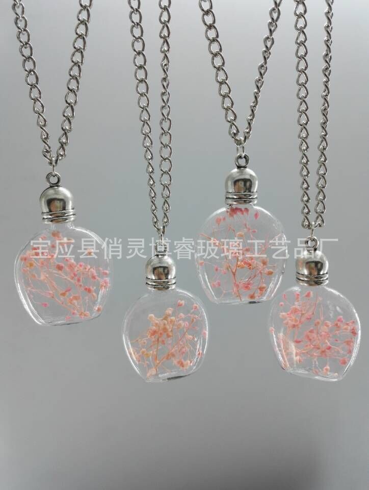 廠家直銷 韓版項(xiàng)鏈 創(chuàng)意漫天星干花系列 玻璃瓶吊墜 可定制