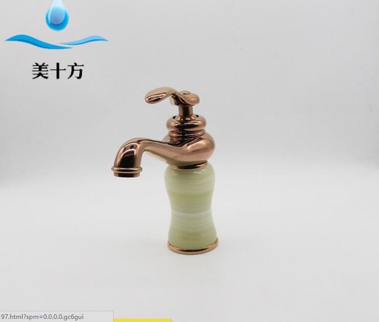 杭州銅合金冷熱水單孔龍頭青玉石玫瑰金水龍頭歐式玉石冷熱水龍頭 冷熱水單孔龍頭價(jià)格 冷熱水單孔龍頭哪家好價(jià)格