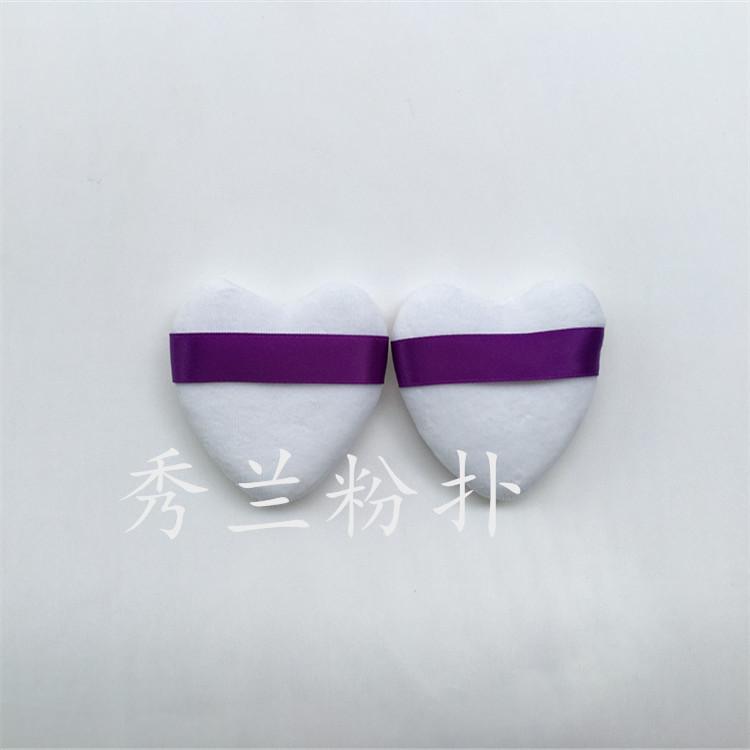 廣州秀蘭 桃心純棉植絨粉撲天鵝絨粉撲短絨毛化妝美容好工具