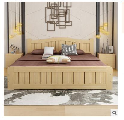 特價(jià)歐式白色實(shí)木床 松木床 雙人床1.8m簡易單人床 松木家具定制