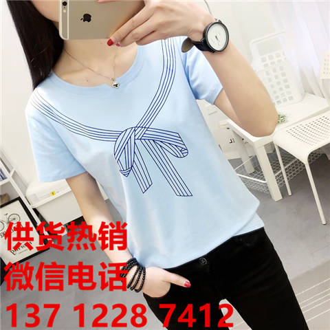 女式上衣T恤河北承德服裝批發(fā)市場女式t恤品牌夏季白色短袖T恤女圓領(lǐng)修身純棉純色打底衫學生簡約百搭韓版半袖