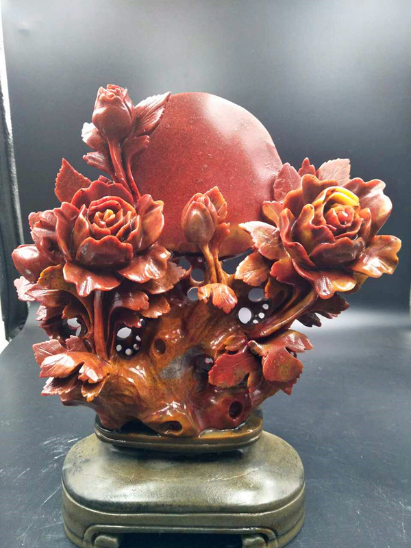 壽山石花開富貴*擺件工藝品禮品
