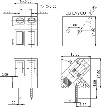 KF330-5.0螺釘式PCB接線端子