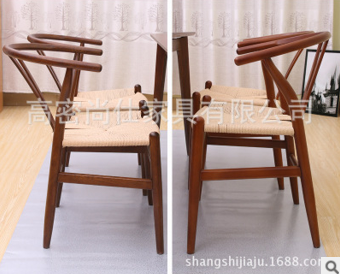 廠家批發(fā) 北歐實(shí)木餐椅牛皮紙繩手編y椅休閑靠背椅櫸木/橡木兩種