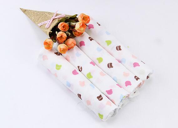 五彩熊頭純棉印花雙層紗布 嬰兒服 五彩熊頭嬰兒服純棉印花雙層紗布