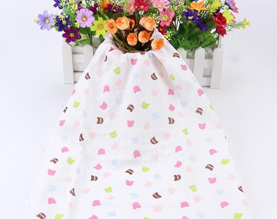 五彩熊頭純棉印花雙層紗布 嬰兒服 五彩熊頭嬰兒服純棉印花雙層紗布