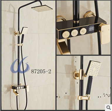 恒溫花灑淋浴花灑 全銅增壓龍頭花灑套裝 圓形升降頂噴花灑