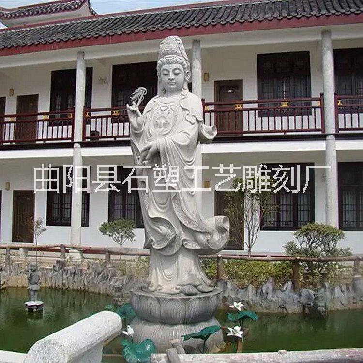 廠家定做寺院供奉大理石雕刻觀音 大型擺放漢白玉石雕觀音