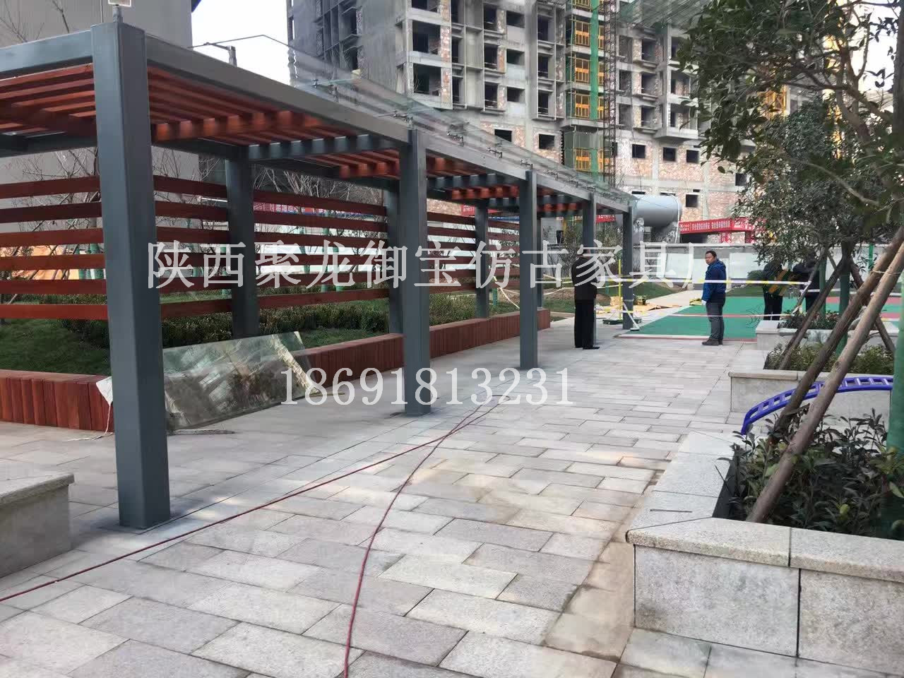 西安仿古廊架，實木廊架，室外廊架