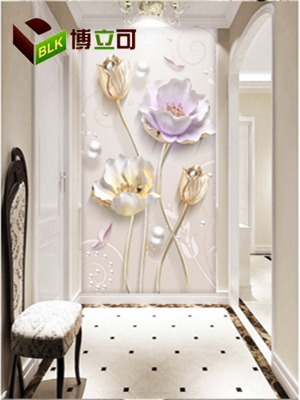 博立可 現(xiàn)代中式玄關(guān)背景墻3D視覺效果 拋光磚微晶石 平安富貴