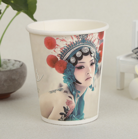 廠家直銷公司京劇廣告喜慶一次性紙杯創(chuàng)意精美彩印紙杯子