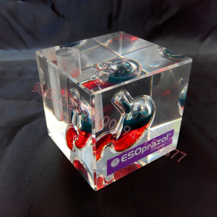 亞克力內(nèi)埋廣告紙鎮(zhèn) 水晶膠內(nèi)藏仿胃展示品