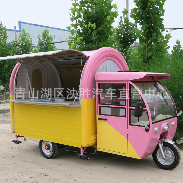 廠家直銷電動三輪小吃車供貨商江西多功能流動擺攤燒烤美食冷飲奶茶冰激凌車