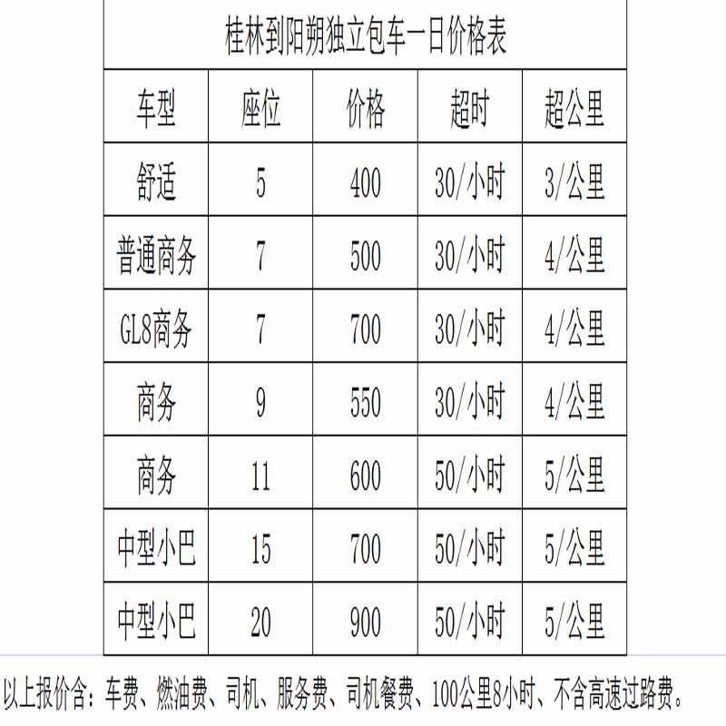 價(jià)格表 桂林租車價(jià)格 桂林租車接送價(jià)格 桂林租車觀光價(jià)格 桂林租車旅游的價(jià)格 桂林租車旅游汽車租賃公司