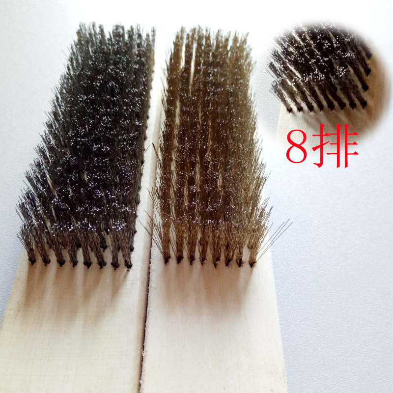 廠家直銷 鋼絲刷木柄 8排304不銹鋼絲刷 文玩清理鍍銅鋼絲刷