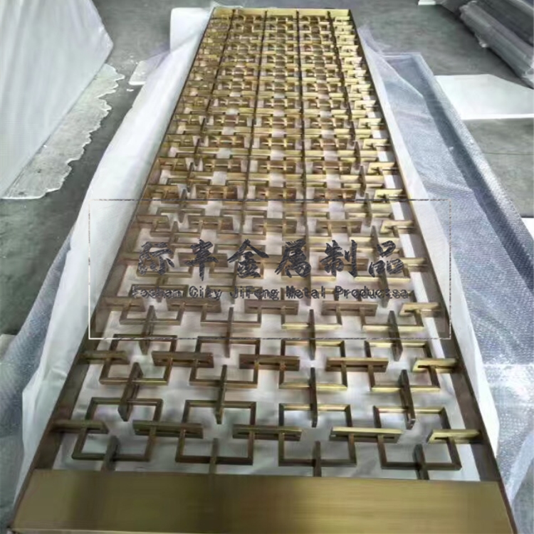 玫瑰金不銹鋼鏤空屏風(fēng)@酒店私人會(huì)所金屬隔斷@批發(fā)彩色不銹鋼屏風(fēng)隔斷