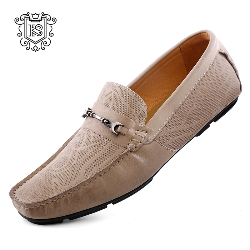 英倫豆豆鞋男 頭層牛皮套腳懶人鞋