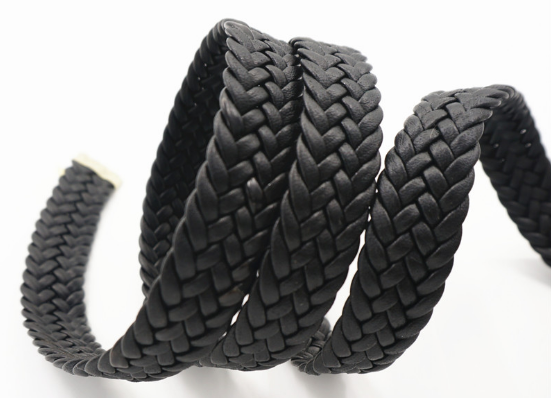 廠家批發(fā)9股皮革編織帶22MM簡(jiǎn)單皮帶帶子DIY腰帶PU真皮服裝