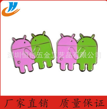 恒創(chuàng)廠家定制安卓卡通徽章安卓賀喜胸牌銅鋅合金徽章定制顏色