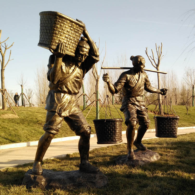 玻璃鋼農(nóng)耕文化雕塑挑擔(dān)子人物農(nóng)民勞動場景雕塑公園農(nóng)業(yè)園裝飾擺件
