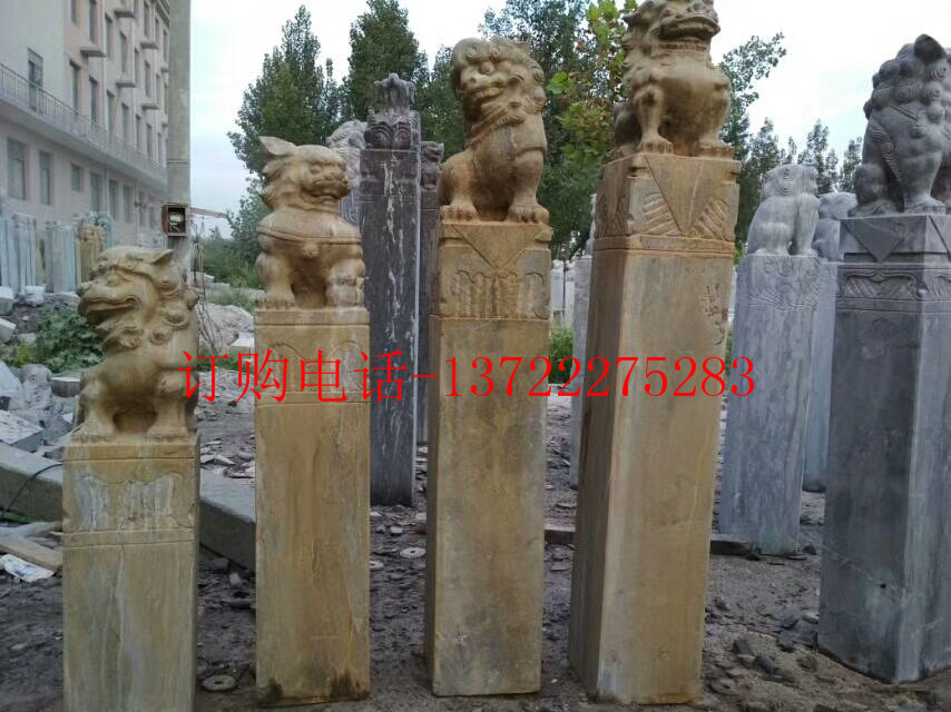青石拴馬樁，做舊石獅子拴馬樁，億嘉石雕