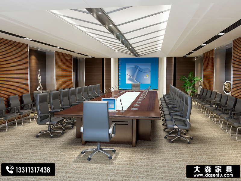 多媒體液晶屏翻轉(zhuǎn)會議桌多功能液晶升降器會議桌