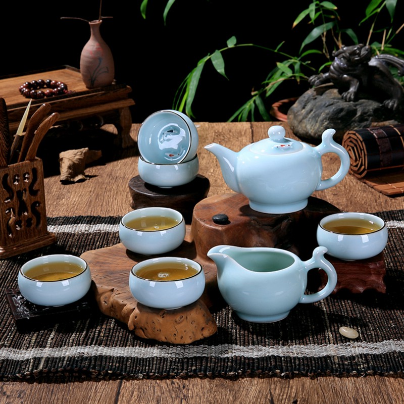 龍泉茶杯品茗杯公道杯茶壺青瓷茶具套裝