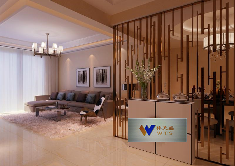 供應(yīng)酒店別墅彩色不銹鋼鏤空屏風(fēng)偉天盛專業(yè)定制 供應(yīng)上海酒店玫瑰金拉絲屏風(fēng)