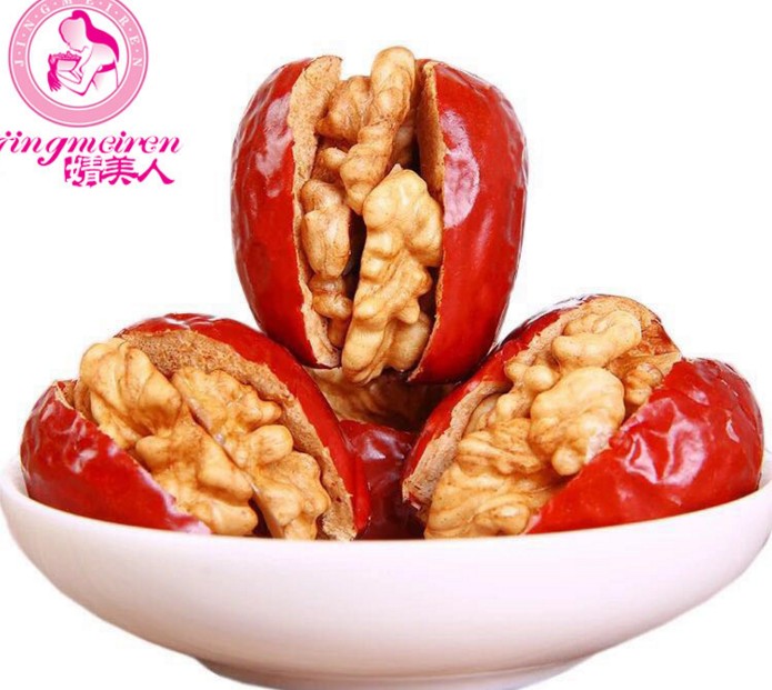 新疆特產(chǎn)若羌紅棗一級灰棗 辦公休 新疆特產(chǎn)零食棗夾核桃仁 超市茶吧