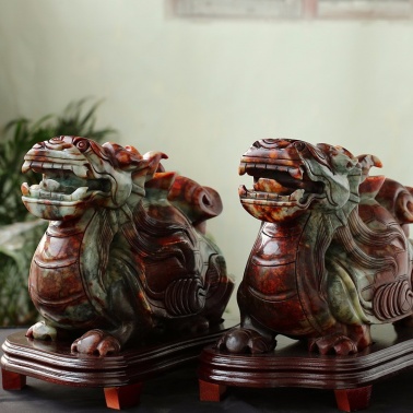 促銷擺件_家宅天然岫玉龍龜一對|運緣閣吉祥物