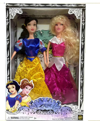 睡美人白雪公主雙人時尚精美套裝禮盒 芭芘巴比娃娃搪膠公仔批發(fā) 睡美人白雪公主雙人套裝禮盒